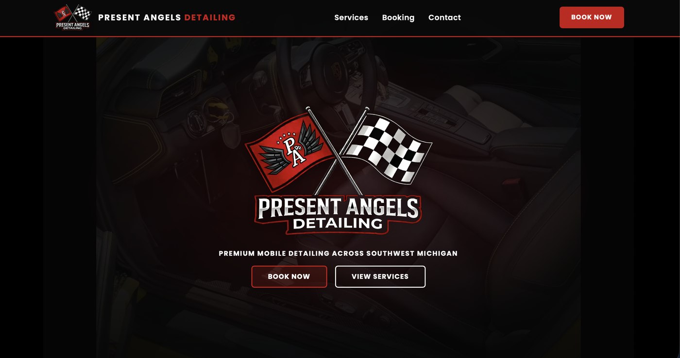 Present Angels Detailing website homepage