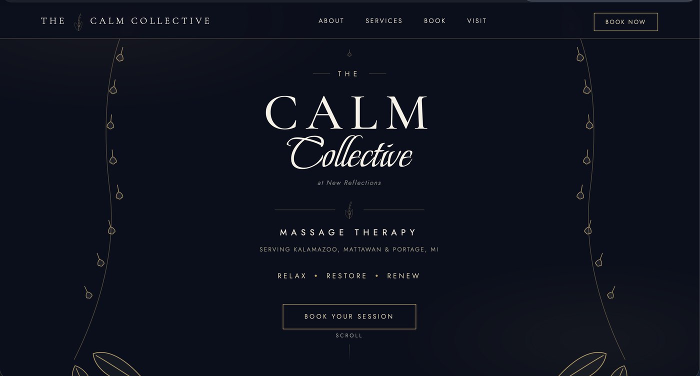 The Calm Collective website homepage
